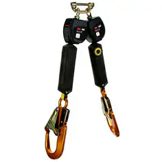 3M 3100548 DBI-SALA Nano-Lok Self Retracting Lifeline, 6 ft, Web, Single Pin Top Connector, Al Rebar Snap Hook, 420 lb, Twin Leg