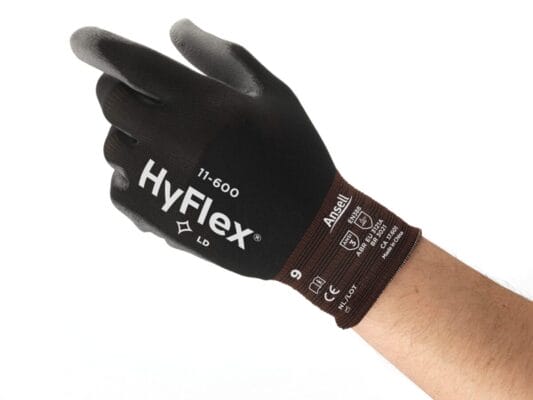 Ansell HyFlex 11-600 Palm-Coated Gloves, Black