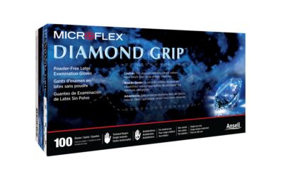 Ansell Microflex MF-300 Diamond Grip Latex Powder-Free Disposable Gloves, 6.3 mil Palm/7.9 mil Finger, Natural