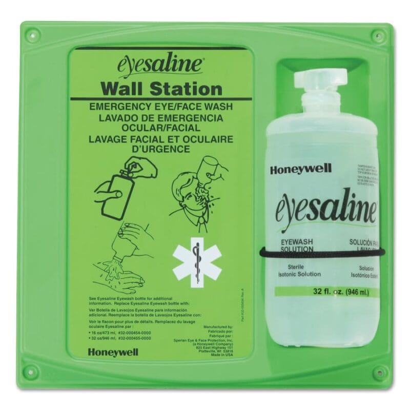 Honeywell Eyesaline Eyewash Wall Station, 32 oz, Single Bottle 32-000461-0000