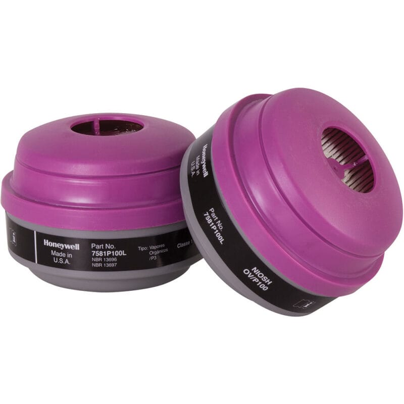 Honeywell North 7581P100L Combination Gas and Organic Vapor Cartridge (OV)/P100, Threaded, Black/Magenta, 1 Pair