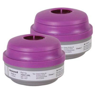 Honeywell North 7582P100L Combination Gas and Vapor Cartridge, Acid Gas (AG), White/Magenta, P100 Filter 1 Pair
