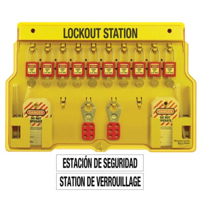 Master Lock 1483BP410 Safety Series™ Lockout Stations with Key Registration Card, Yellow