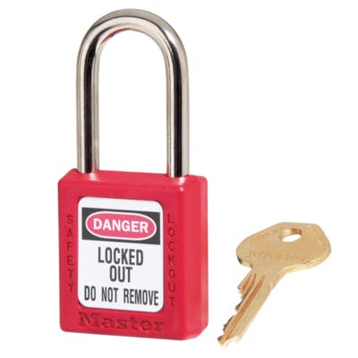 Master Lock 410 Zenex Thermoplastic Safety Lockout Padlock, Red