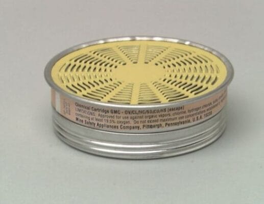 MSA 464046 Comfo Respirator Cartridge, OV/CL/CD/HC/HS/SD, NIOSH Color Code Yellow