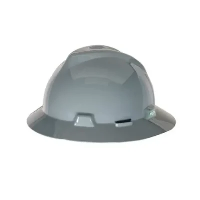 MSA V-Gard Slotted Hard Hat, Full Brim Style, Fas-Trac III Suspension, Gray