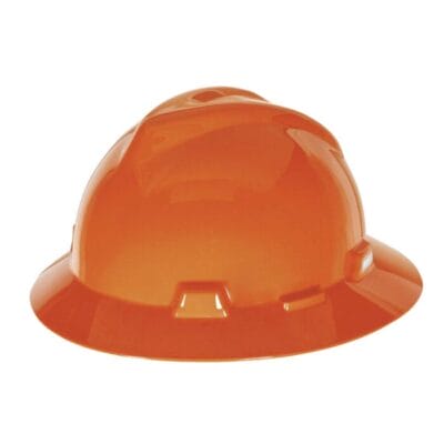 MSA V-Gard Slotted Hard Hat, Full Brim Style, Fas-Trac III Suspension, Orange